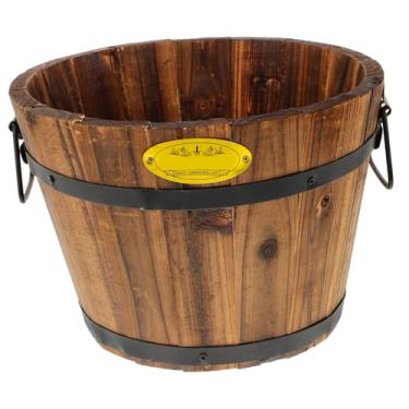 Imagem de DOITOOL Balde de flores de madeira rústica decorativo, vaso de jardinagem, vaso de fazenda, pote de vegetais, café