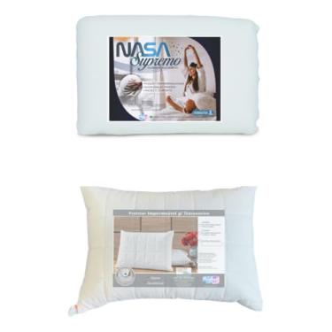 Imagem de Travesseiro Nasa Viscoelástico Macio + Protetor Impermeável