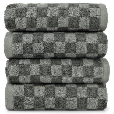 Imagem de Toalhas de mão Jacquotha Soft 100% algodão, pacote com 4, cinza, 400g