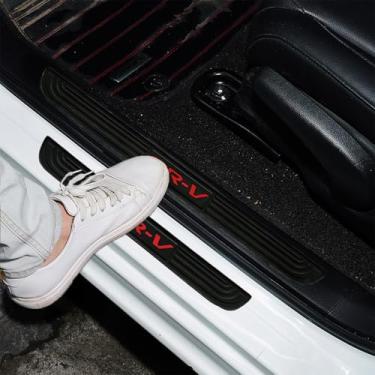 Imagem de MASLEVAU 4 peças/conjunto de protetores de placa de peitoril de porta de carro - protetor de placa de borracha preta macia frontal/traseira do peitoril da porta, adesivos protetores de pedal de porta