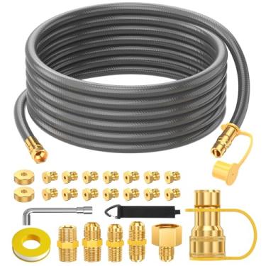 Imagem de Kit de conversão de gás natural de 18 m para churrasqueira, com conexões de conexão rápida a gás natural, mangueira de linha de gás para chapa Blackstone 5249, Weber, churrasqueira, forno de pizza