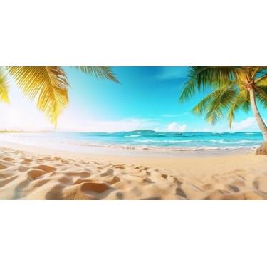 Imagem de Quadro Decorativo com Estampa Beautiful Tropical Beach Coconut Palm Tree 50 x 50 Papel 3 unidades