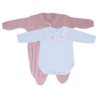 Imagem de Kit macacão Trançado Rosa e Body Gola Bordada DU - Kowak, RN, Rosa