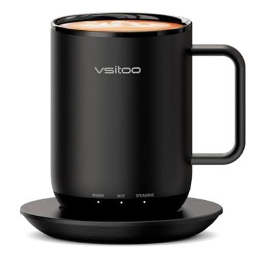 Imagem de Vsitoo Caneca de café aquecida S3 Plus de 400 ml – Caneca inteligente com controle de aplicativo e botão, caneca de café elétrica com bateria 2–4H, ideal para bebidas quentes em casa, escritório ou