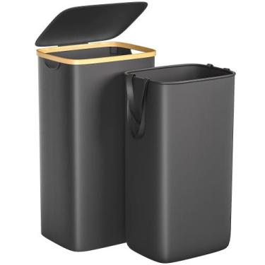 Imagem de Cesto de roupa suja Foluck Large 100L impermeável com tampa preta