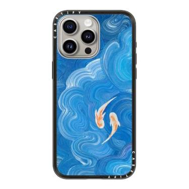 Imagem de CASETiFY Capa compacta para iPhone 15 Pro Max [fina e elegante/compatível com Magsafe/1,2 m. 2X proteção contra quedas de grau militar] - Two Little Koi - Preto transparente