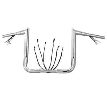 Imagem de Cabides Fat Ape pré-conectados de 30,5 cm para Harley 2016-2023 Street Glide/Electra Glide/Ultra Limited Bagger Meathook Bar com CAN-Bus/TBW, cromado