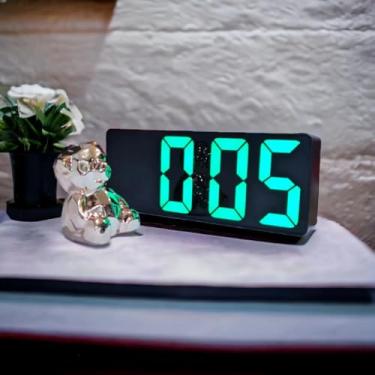 Imagem de Relógio Digital LED de Mesa e Parede com Data, Alarme, Temperatura e Controle de Luminosidade – Preto (Led Azul)