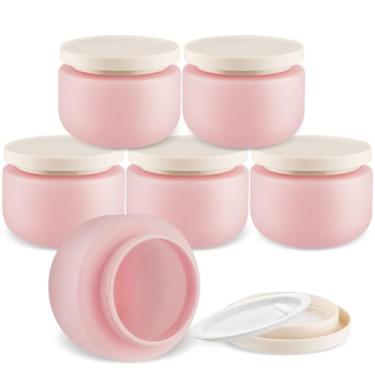 Imagem de DMuuuDM Frascos redondos de plástico HDPE de 227 g, frascos vazios de geleca, de boca larga, recipiente cosmético com tampas para loção, creme para as mãos, pomadas, hidratante, manteiga corporal