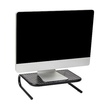 Imagem de Mind Reader Suporte para monitor, suporte ventilado para laptop, organizador de mesa, escritório, metal, 37 cm C x 29 cm L x 11 cm A, preto