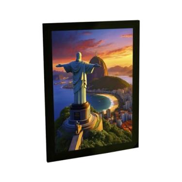 Imagem de Quadro Decorativo Cristo Redentor Rio De Janeiro Por Do Sol 3D Decoração Poster Quarto Sala
