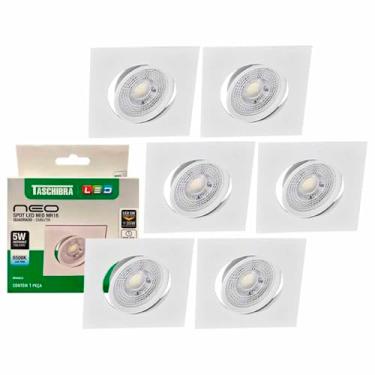 Imagem de Kit 6 Spot Led Neo Mr16 Embutir Quadrado 5w Taschibra 6500k