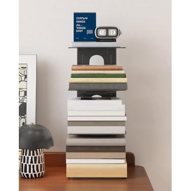 Imagem de UMDONX Organizador de estante de mesa de grande capacidade para livros, cadernos, materiais de escritório e decoração – Organizador de livros fácil de montar para casa e escritório, preto