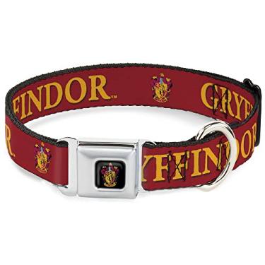 Imagem de Coleira de cachorro fivela de cinto de segurança Harry Potter Gryffindor brasão preto vermelho 23,5 a 33 centímetros 2,5 cm de largura