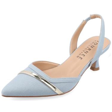 Imagem de Journee Collection Womens Nellia Wide Width Slip On Kitten Heel Mule Pump Denim 11 Wide Womens US