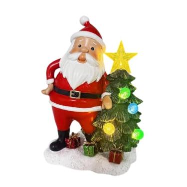 Imagem de Generic Estátua de luzes solares para árvore de Natal, árvore de Natal iluminada, figura externa, escultura de Papai Noel para, lareira, sala de estar