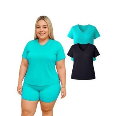 Imagem de Kit 2 Camiseta Manga Curta Dry Fitness Academia Plus Size-Feminino