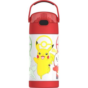 Imagem de Thermos Garrafa infantil Pokemon Funtainer, aço inoxidável, 350 ml, azul