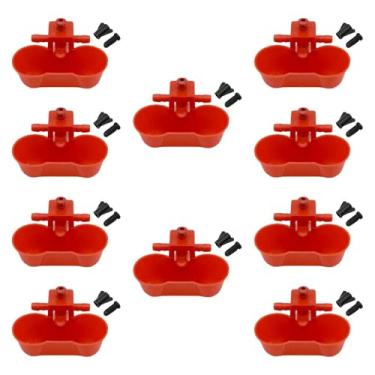 Imagem de Generic 10 peças bebedouros para galinhas, tigelas e copos fáceis de instalar para suprimentos de aves e patos, Vermelho