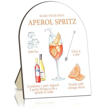 Imagem de Placa de bar Aperol Spritz, placa de bar de coquetel para despedida de solteira, placas de mesa de chá de panela, placa de boas-vindas para estação de coquetéis caseiros, placa de bebida para