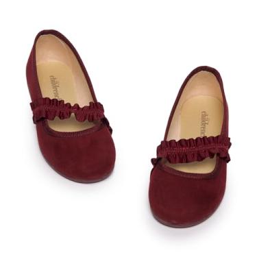 Imagem de ChildrenChic Mary Jane Tênis com tiras elásticas – Sapatos para meninas (bebês/crianças pequenas), Borgonha, 22 BR