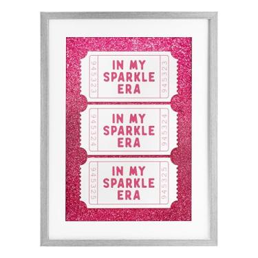 Imagem de Stupell Industries In My Sparkle Era Tickets Impressão emoldurada cinza sob vidro, design por Lettered and Lined, 23 x 17
