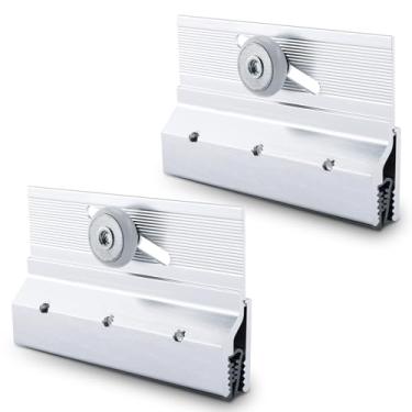 Imagem de Patioer M 6053 Conjunto de rolo de suporte superior de porta de chuveiro sem moldura, roda de plástico redonda de 0,9 cm, rolamentos de esferas, alumínio extrudado, acabamento cromado (pacote com 2)