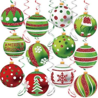 Imagem de Redemoinho para pendurar bola de Natal, 30 peças, enfeite de bola de Natal, flâmulas de teto, decorações para pendurar para festas de Natal, uso ao ar livre, suprimentos internos