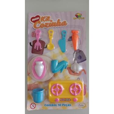 Imagem de Kit Cozinha Infantil, 10 Peças, Colorido, Plástico, Brinquedo Educativo com Fogão e Utensílios, para Crianças Acima de 3 Anos