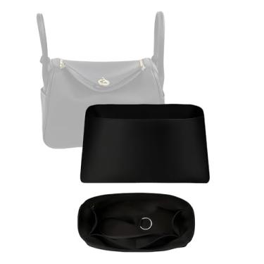 Imagem de Organizador de seda luxuoso para Lindy 19/26/30/34 – inserção leve para bolsa com bolsos, forro de cetim macio, mantém a forma da bolsa, organizador de bolsa premium e modelador de bolsa (preto