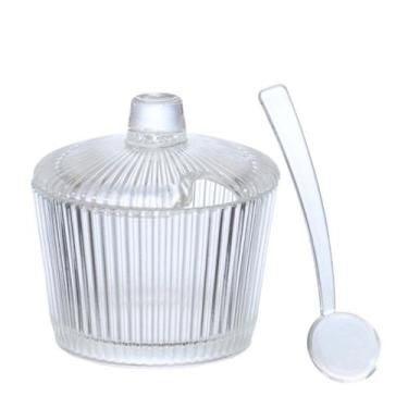 Imagem de Açucareiro Graffiato De Vidro Com Colher Para Mesa 200ml - Hauskraft, 