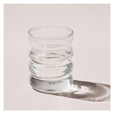 Imagem de Caneca criativa de vidro restaurante escritório beber chá suco leite xícara de café copo de água doméstico caneca ondulada 250ml caneca de café (cor: bolha transparente)