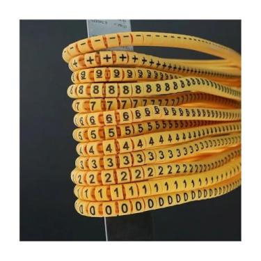 Imagem de Conjunto De Marcadores De Cabo De PVC Amarelo, Mangas De Diâmetro De Fio Numeradas De 0 A 9, 0,5 A 35mm², 120/600 Peças Para Fácil Identificação E Fiação Organizada(12mm² 600pcs)