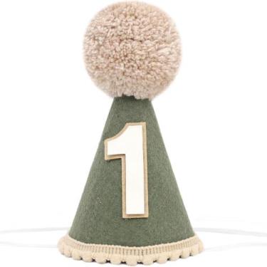 Imagem de Chapéu de festa Wild One First Birthday Deep Green com pompom - Findua