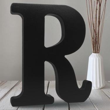 Imagem de Letra decorativa de madeira AOCEAN 25 cm preta para decoração de Hallo