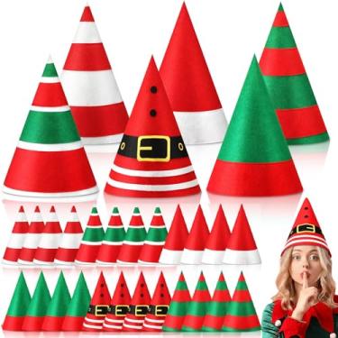 Imagem de Toulite 24 peças de chapéu de elfo de Natal, acessórios de fantasia de elfo, chapéu de Papai Noel de feltro para homens e mulheres, artigos de festa de Natal