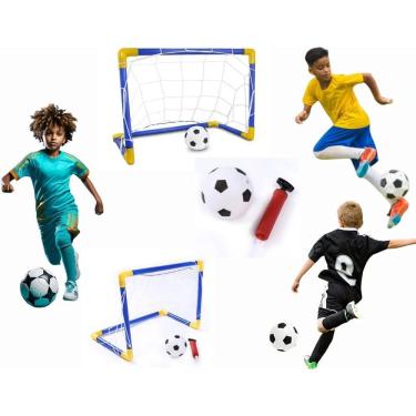 Imagem de Kit 2 Traves De Futebol Infantil Gol Miniatura Com Bola E Bomba De Ar