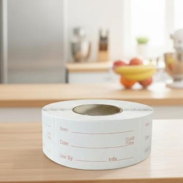 Imagem de 500 peças de etiquetas removíveis para freezer, adesivos de data em branco à prova d'água para recipientes de alimentos e despensa (vermelho)