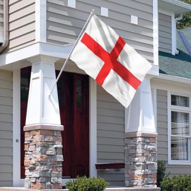 Imagem de Bandeira da Inglaterra de 9,5 x 1,5 m - Cor vívida e à prova de desbotamento - Cabeçalho de lona e costura dupla - Poliéster com bandeiras nacionais inglesas com ilhós de latão 9,5 x 1,5 m