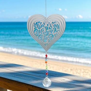 Imagem de Apanhador de sol de cristal para janelas – apanhadores de sol com prismas enfeite de coração para pendurar no Natal, casamento, jardim, decoração de casa, presente