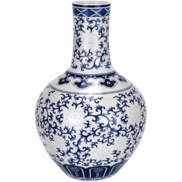 Imagem de VASO REDONDO DECORATIVO ENFEITE BONE CHINA HOME&CO 23x15x15cm AZUL