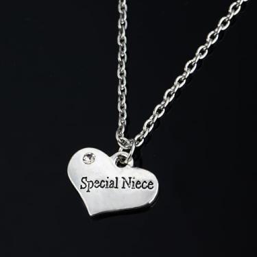 Imagem de Colar especial de sobrinha de prata com pingente de coração para sobrinha, presentes de aniversário de tia tio, One Size, Aço inoxidável, Sem Pedra Preciosa