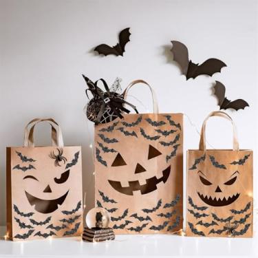 Imagem de Adesivos de morcegos de Halloween Roll Laser Pink Black Bat Seal Adesivos brilhantes à prova d'água decalques autoadesivos para decoração de diário de envelope (preto, tamanho único)