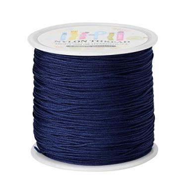 Imagem de Fio de nylon trançado de 0,8 mm, cordão de corda de macramê com nó chinês de 90 metros (azul prussiano)