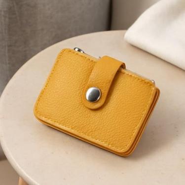 Imagem de Bolsa de moedas texturizada de grão de seixo, elegante e compacta, perfeita para viagens, viagens diárias e uso doméstico, Amarelo, Tendência