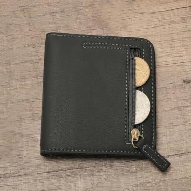 Imagem de Carteira feminina com bloqueio de RFID, pequena, compacta, dobrável, de couro, com bolso para identidade, Cinza, 4.2 inches x 3.6 inches x 0.75 inches, Clássico