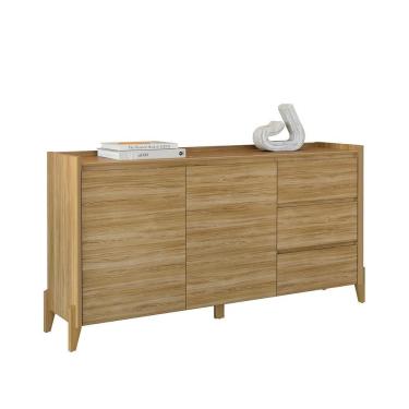 Imagem de Aparador Buffet Rennes 2 Portas 3 Gavetas Pés Madeira Maciça Hanover