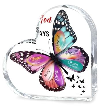 Imagem de Presentes cristãos para mulheres, aniversário, placa de mesa inspiradora com tema de borboleta - presente cristão para mulheres com versículos bíblicos edificantes, perfeito para casa, escritório
