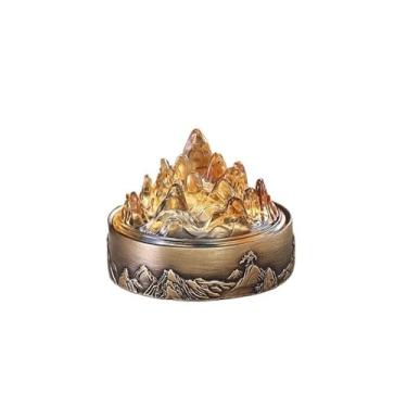 Imagem de Porta-incenso decorativo Queimador de incenso de liga retrô com tampa de vidro, ornamento para casa, porta-incenso, decoração de interiores(Bronze)