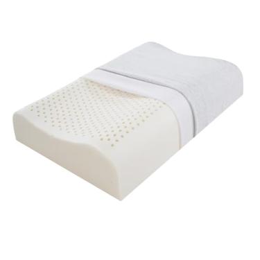 Imagem de Travesseiros de espuma de látex Natural, travesseiro cervical para alívio da dor no pescoço e ombro, travesseiro de cama de contorno ergonômico, médio firme para dormir de estômago lateral e dormir